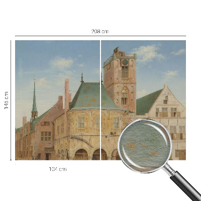 Naadloos fotobehang met motief van een historisch stadhuis