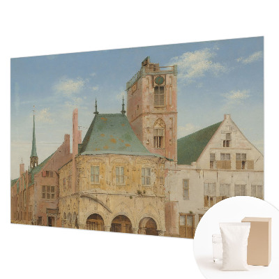 Naadloos fotobehang met motief van een historisch stadhuis