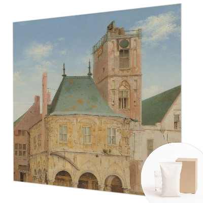 Naadloos fotobehang met motief van een historisch stadhuis