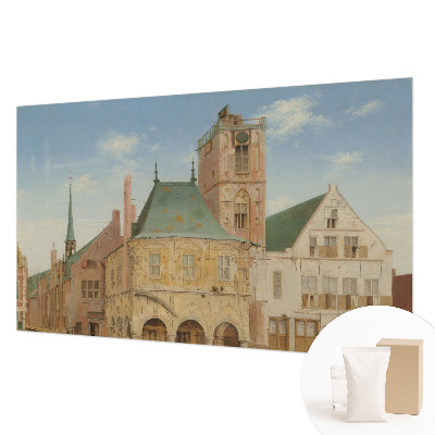 Naadloos fotobehang met motief van een historisch stadhuis
