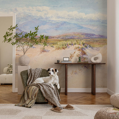 Fotobehang woonkamer met een woestijnlandschap als motief