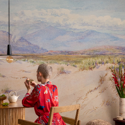 Fotobehang woonkamer met een woestijnlandschap als motief