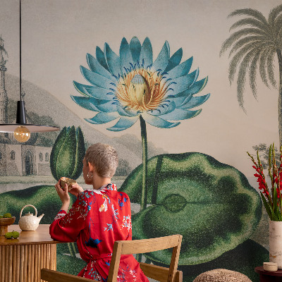 Fotobehang slaapkamer met een exotisch landschap