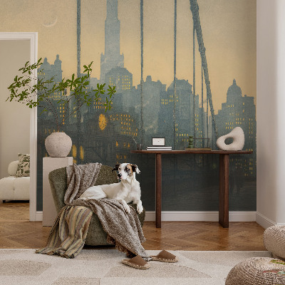 Fotobehang voor slaapkamer met een avondpanorama