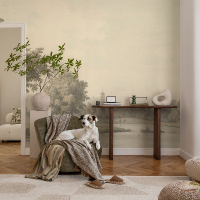 Fotobehang voor de slaapkamer met een kalm parkdecor