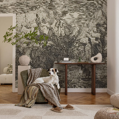 Uniek fotobehang met een berglandschap als motief