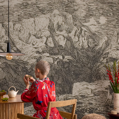 Uniek fotobehang met een berglandschap als motief