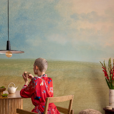 Vliesbehang fotobehang Pastelkleurige velden