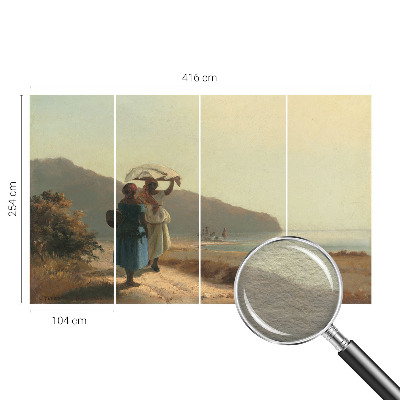 Fotobehang vliesbehang met het motief Een wandeling langs de kust