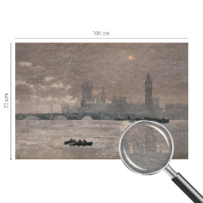 Vliesbehang fotobehang woonkamer met nachtelijk panorama