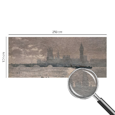 Vliesbehang fotobehang woonkamer met nachtelijk panorama