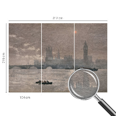 Vliesbehang fotobehang woonkamer met nachtelijk panorama