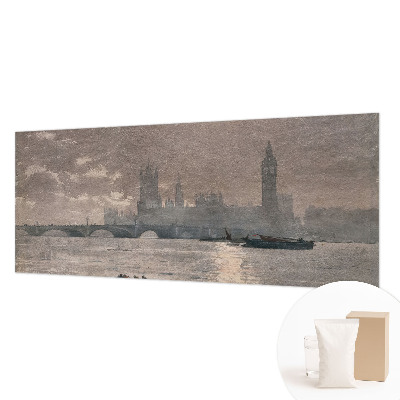 Vliesbehang fotobehang woonkamer met nachtelijk panorama