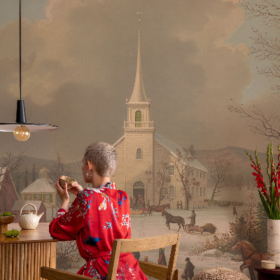 Vlies fotobehang op maat met een winterlandschap