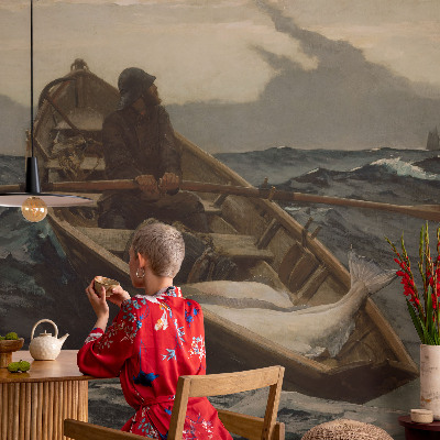 Fotobehang Visser op zee