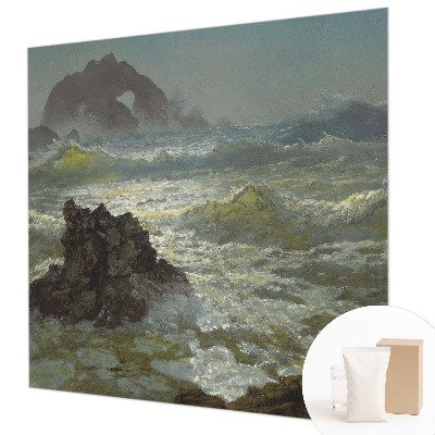 Muurbehang met een motief van een stormachtige zee