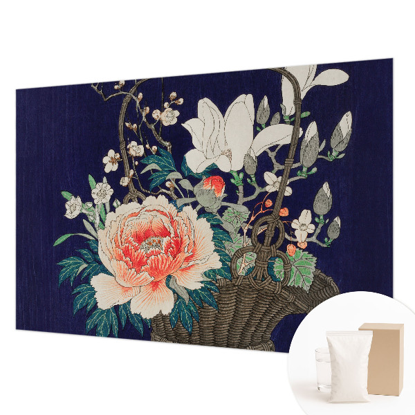 Foto behang op maat met een bloemenmand