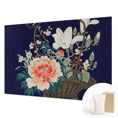 Foto behang op maat met een bloemenmand