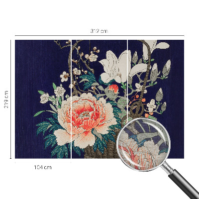 Foto behang op maat met een bloemenmand