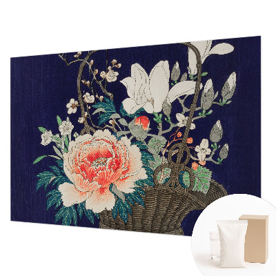 Foto behang op maat met een bloemenmand