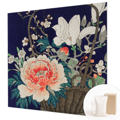 Foto behang op maat met een bloemenmand