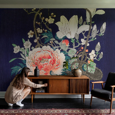 Foto behang op maat Bloemenmand