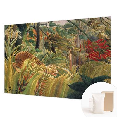 Fotobehang woonkamer met een exotische tijgerprint