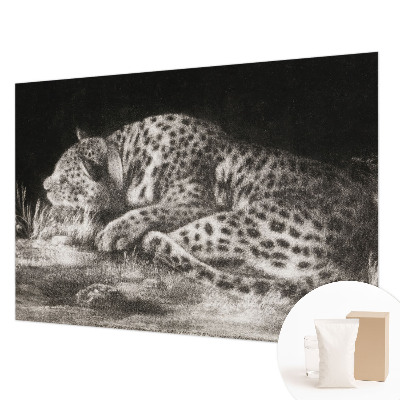 Fotobehang slaapkamer met een rustende luipaard