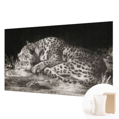 Fotobehang slaapkamer met een rustende luipaard