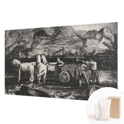 Fotobehang voor de slaapkamer met een dorpsscène als ontwerp