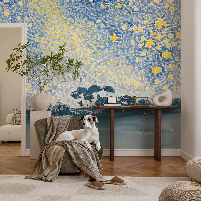 Fotobehang voor de woonkamer met een abstract sterrenmotief