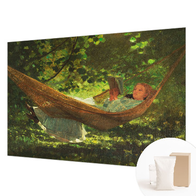 Hoogwaardig fotobehang met een afbeelding van een ontspannen persoon in een hangmat