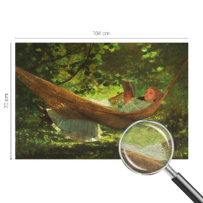 Hoogwaardig fotobehang met een afbeelding van een ontspannen persoon in een hangmat