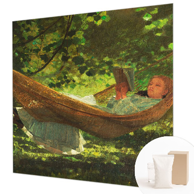 Hoogwaardig fotobehang met een afbeelding van een ontspannen persoon in een hangmat
