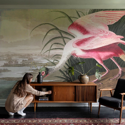 Sfeervol fotobehang met een afbeelding van een exotische vogel