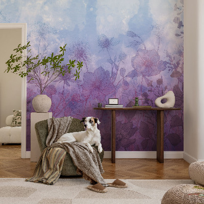 Vlies fotobehang op maat Pastelkleurige bloemen