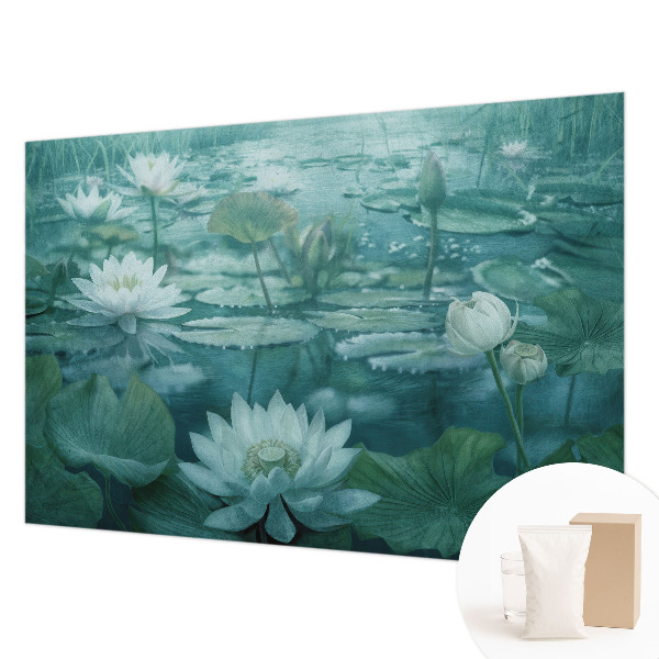 Fotobehang met dessin van waterbloemen