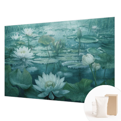 Fotobehang met dessin van waterbloemen