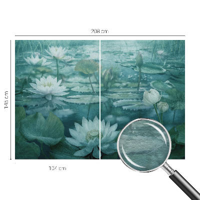 Fotobehang met dessin van waterbloemen
