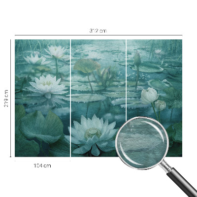 Fotobehang met dessin van waterbloemen
