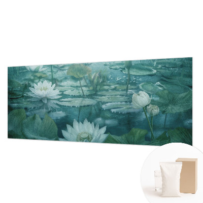 Fotobehang met dessin van waterbloemen