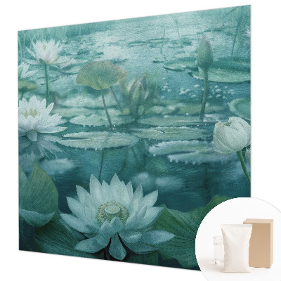 Fotobehang met dessin van waterbloemen