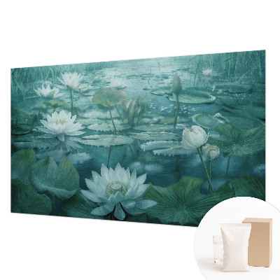 Fotobehang met dessin van waterbloemen