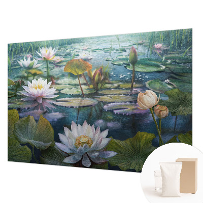 Behang met print met een print van vijverbloemen
