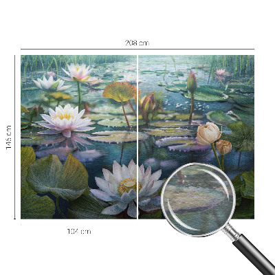 Behang met print met een print van vijverbloemen