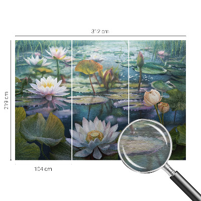 Behang met print met een print van vijverbloemen