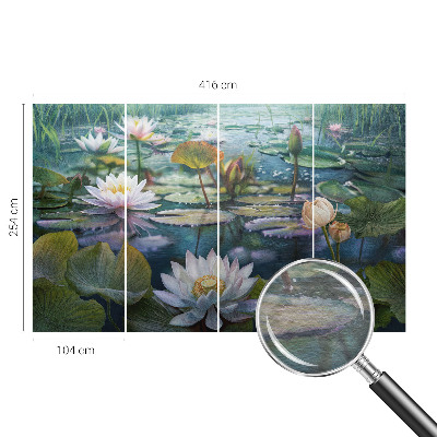 Behang met print met een print van vijverbloemen