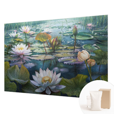 Behang met print met een print van vijverbloemen