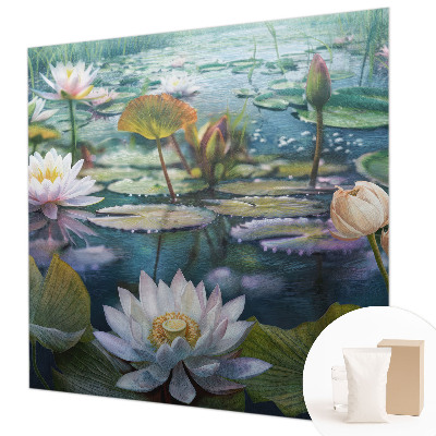 Behang met print met een print van vijverbloemen