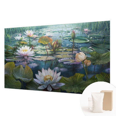 Behang met print met een print van vijverbloemen
